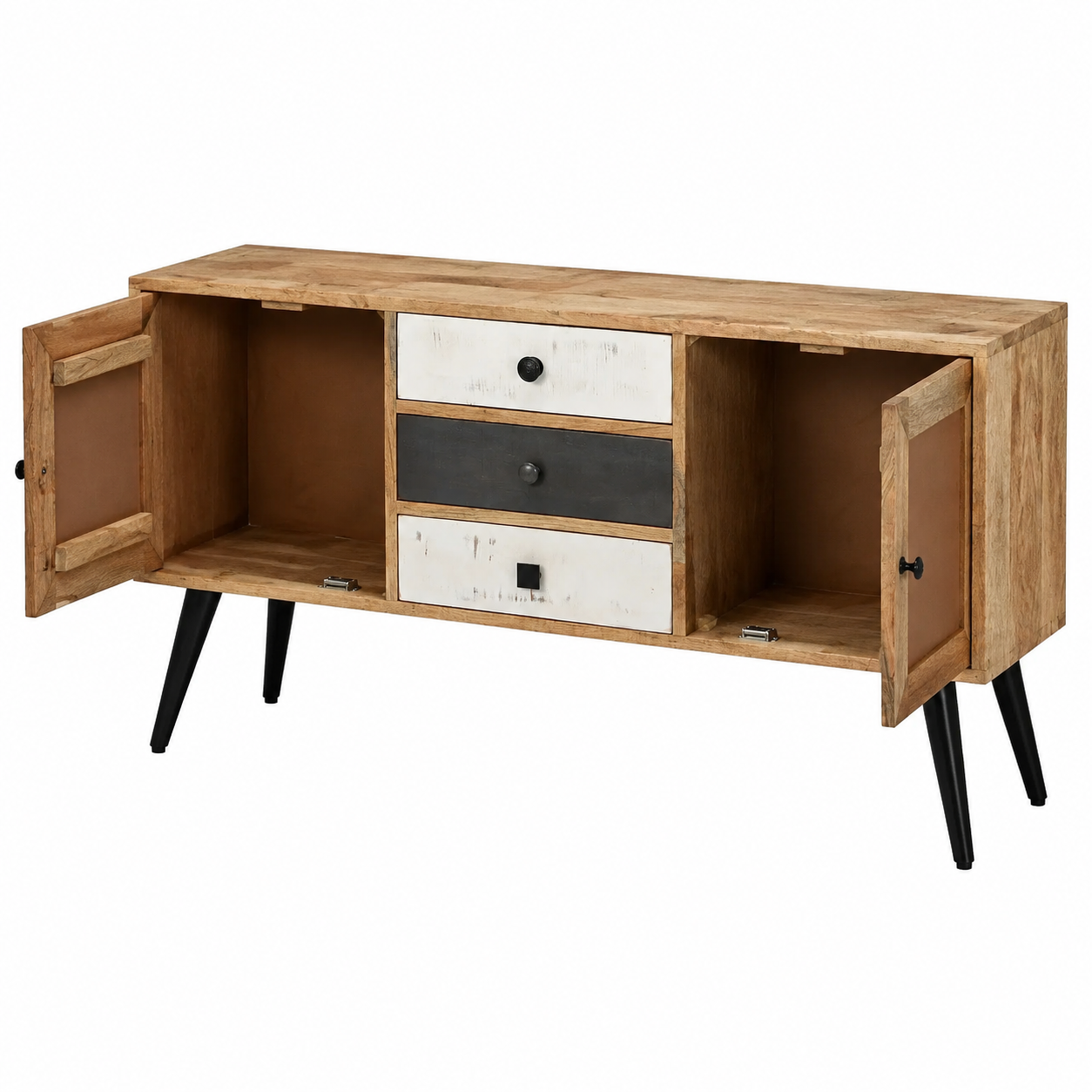 Buffet en bois de manguier avec tiroirs 118x30x62 cm