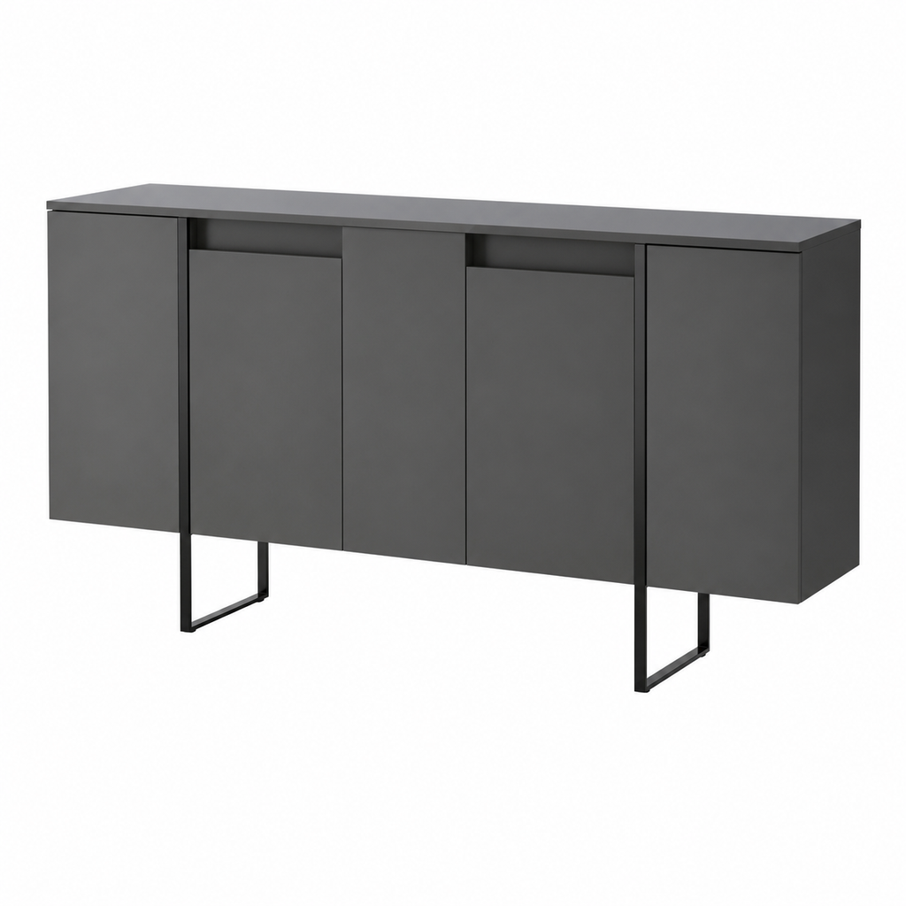 Buffet de Salon Moderne en Anthracite et Noir, 160x35x80 cm