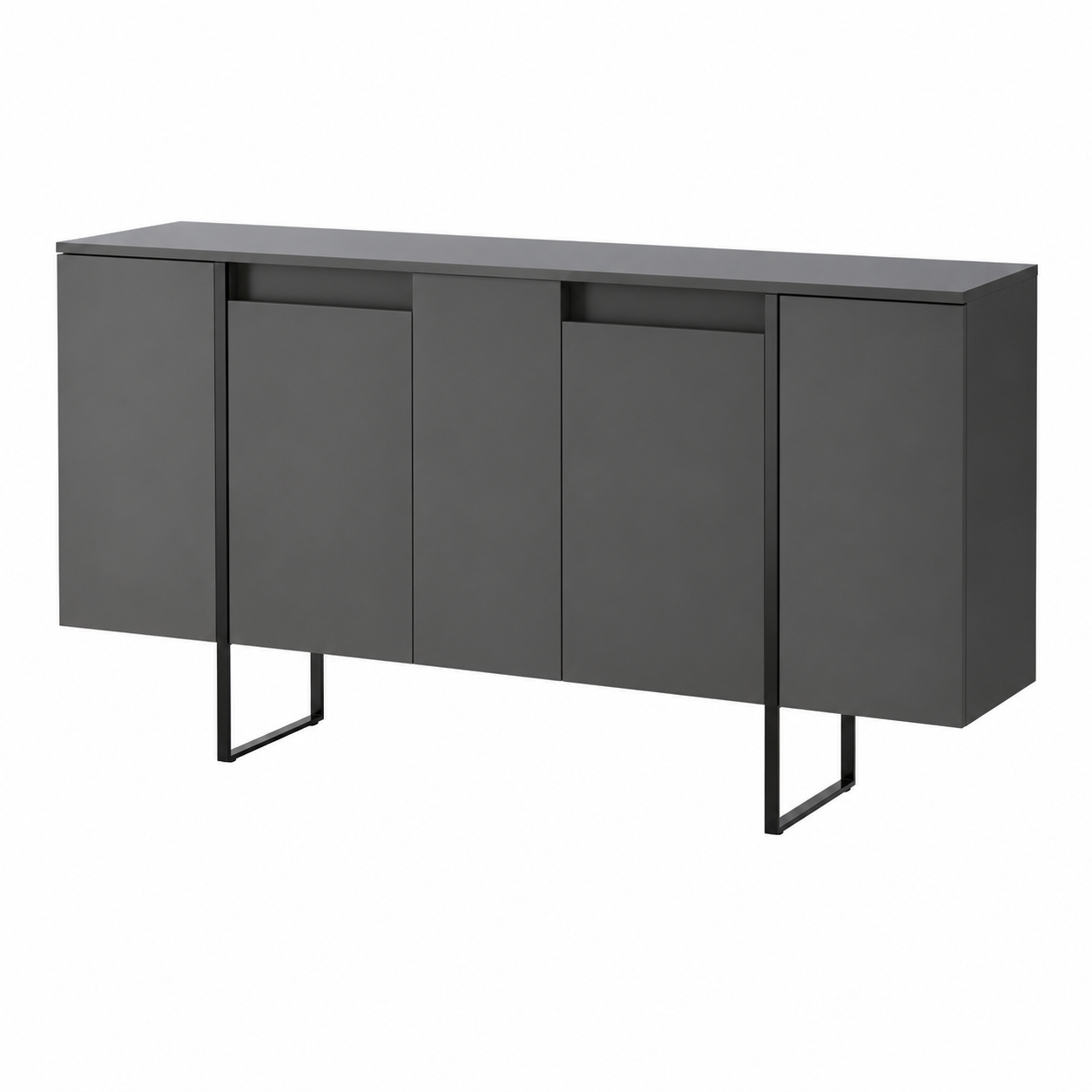 Buffet de Salon Moderne en Anthracite et Noir, 160x35x80 cm