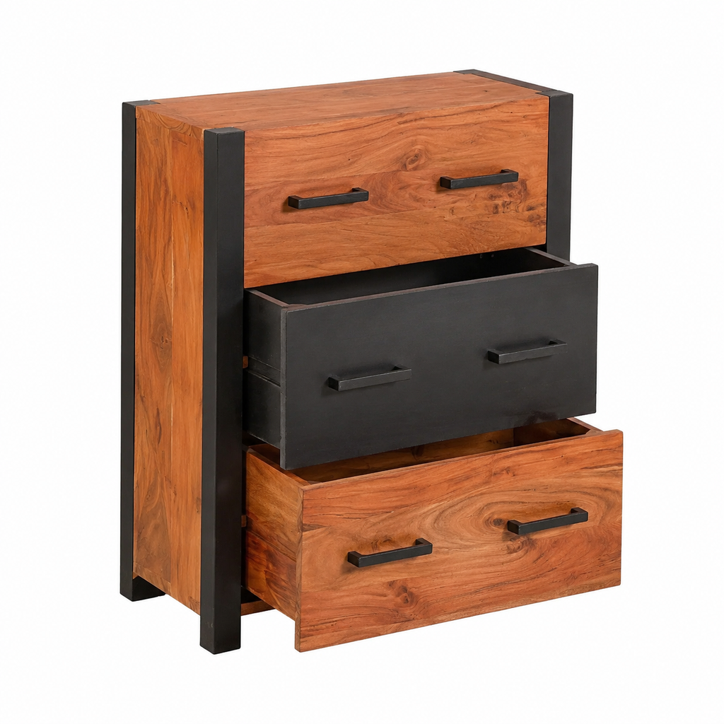 Meuble de rangement en bois d'acacia massif 55 x 30 x 75 cm
