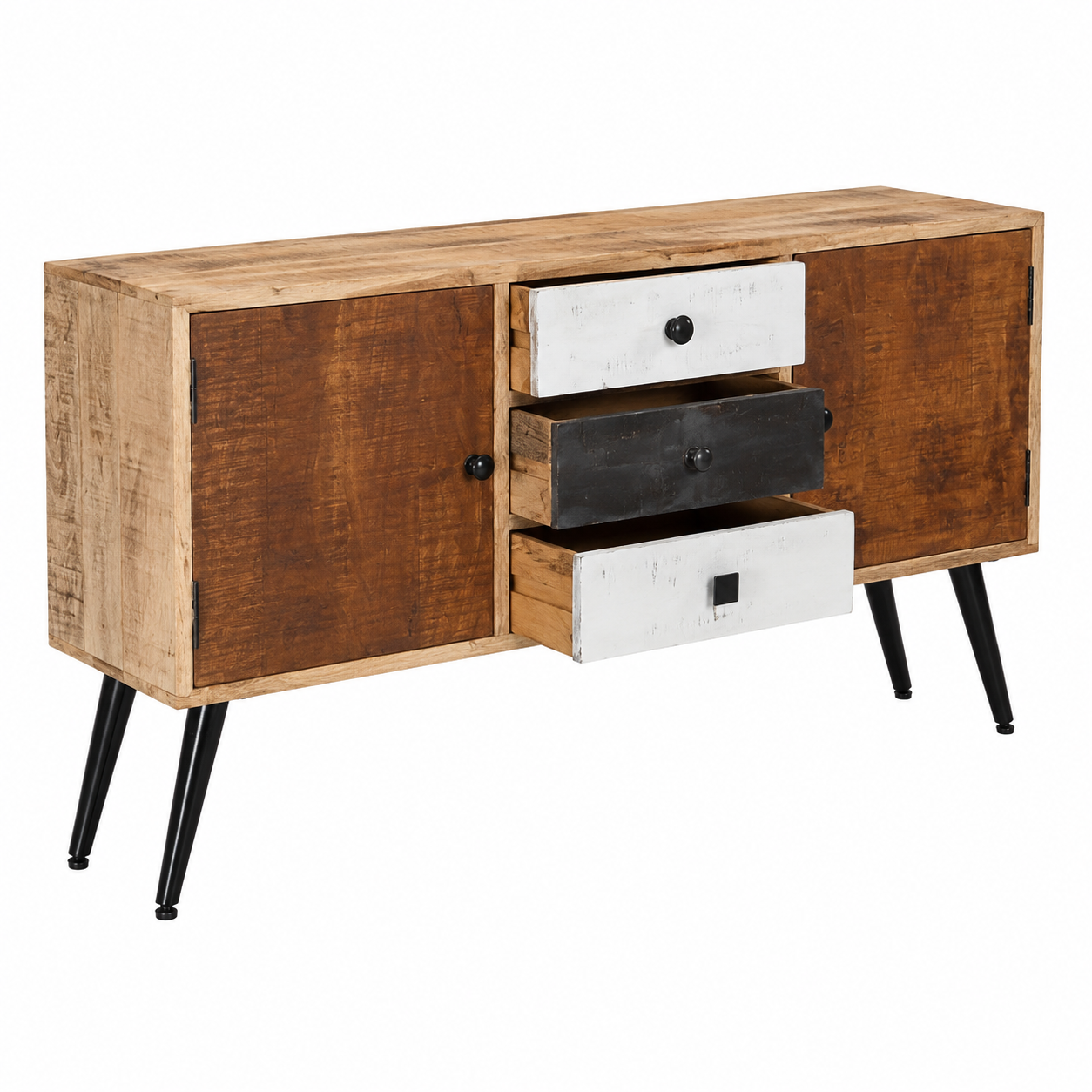 Buffet en bois de manguier avec tiroirs 118x30x62 cm