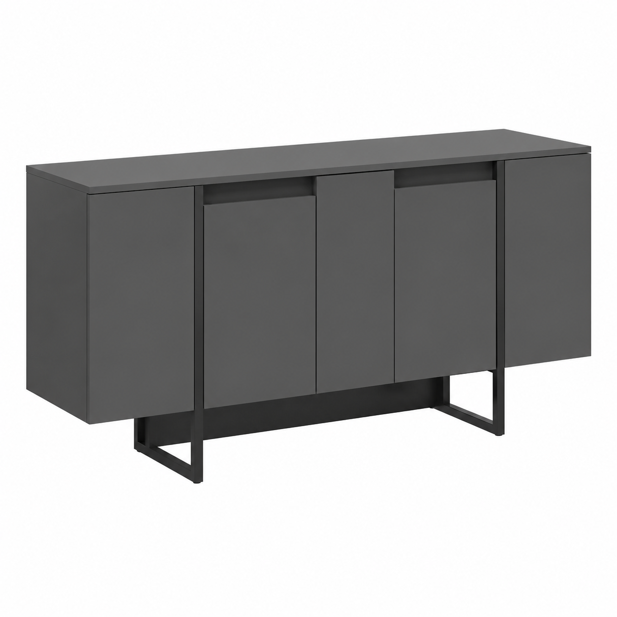 Buffet de Salon Moderne en Anthracite et Noir, 160x35x80 cm