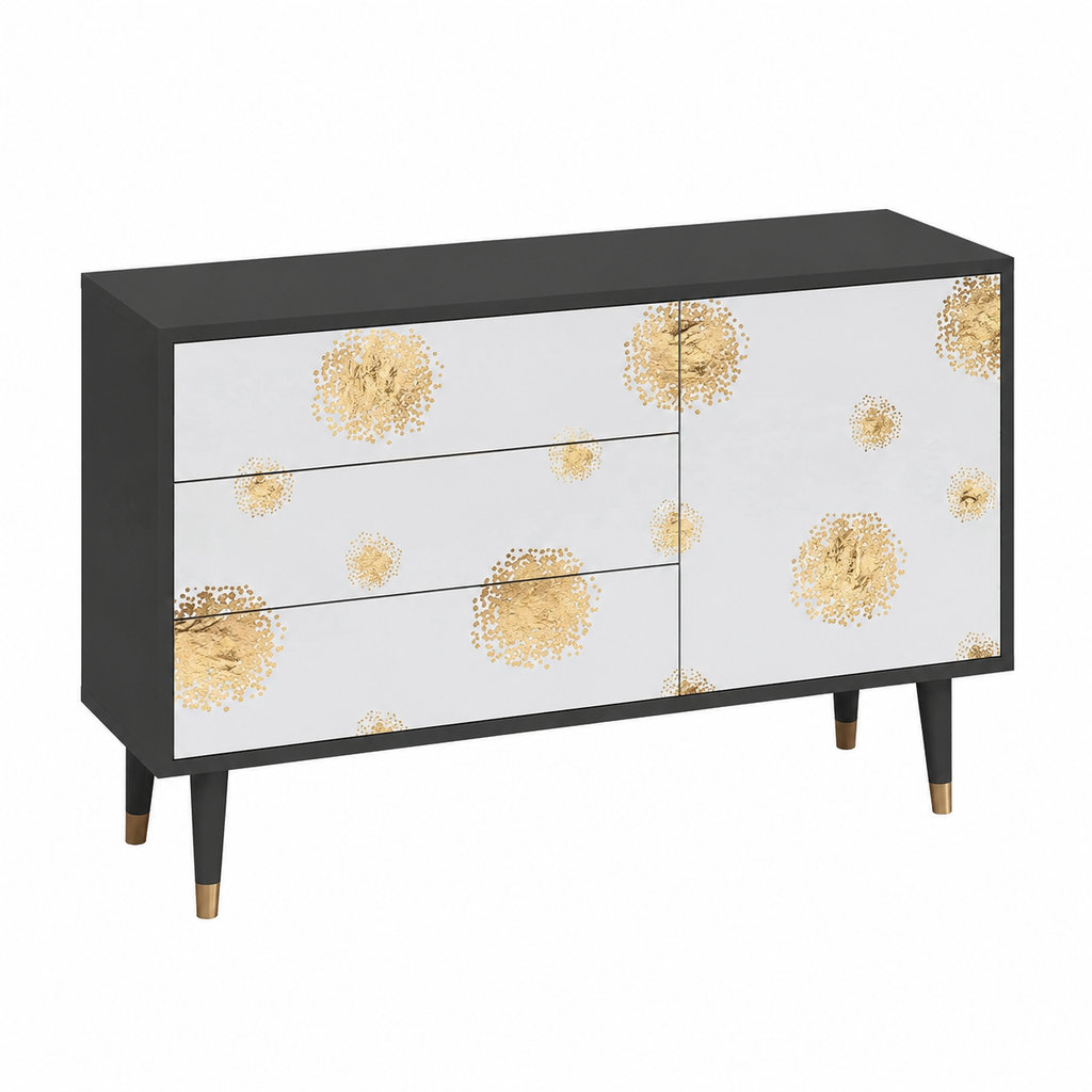 Buffet en Bois avec Portes et Tiroirs - Noir
