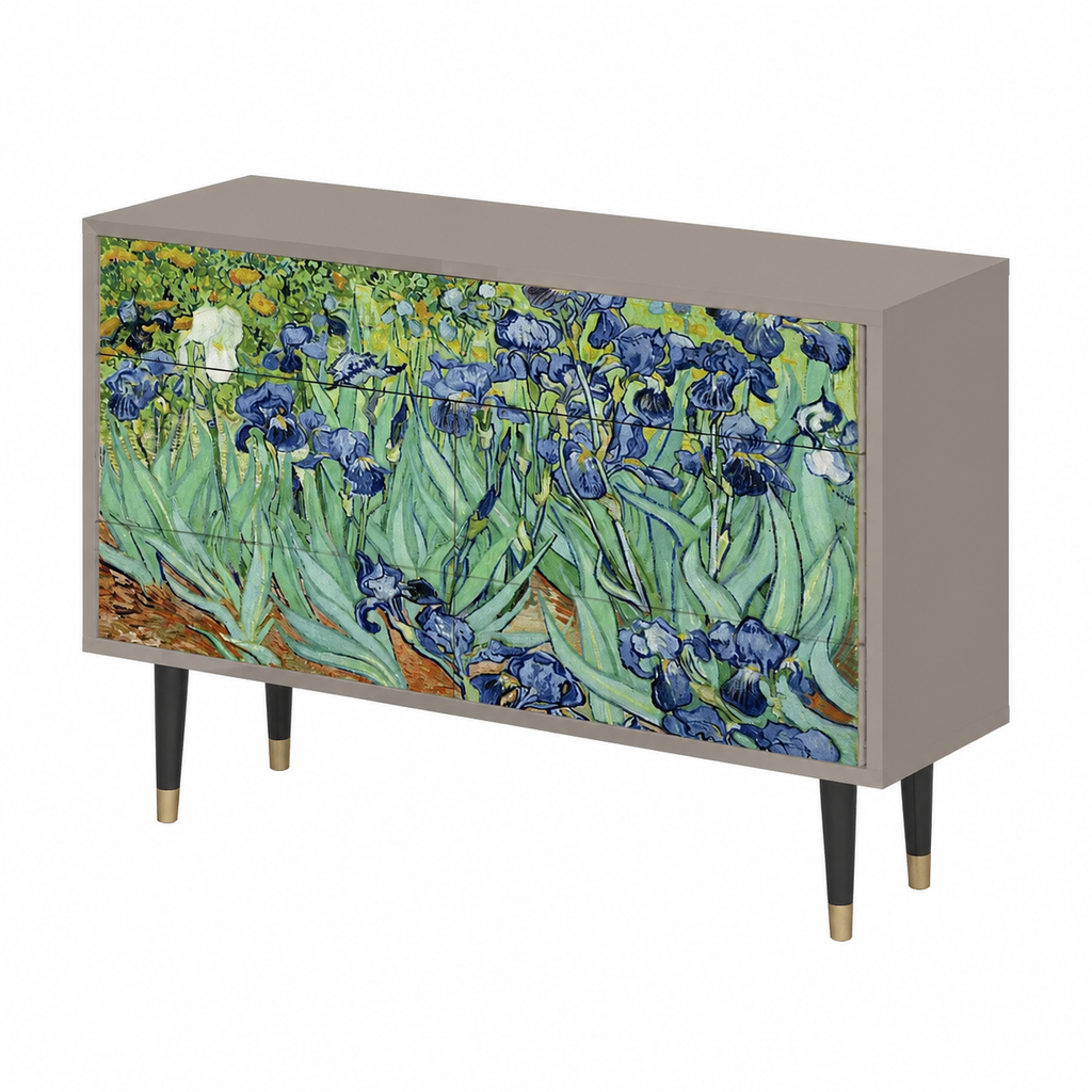 Buffet en bois moderne avec portes et étagères 115x85x48 cm