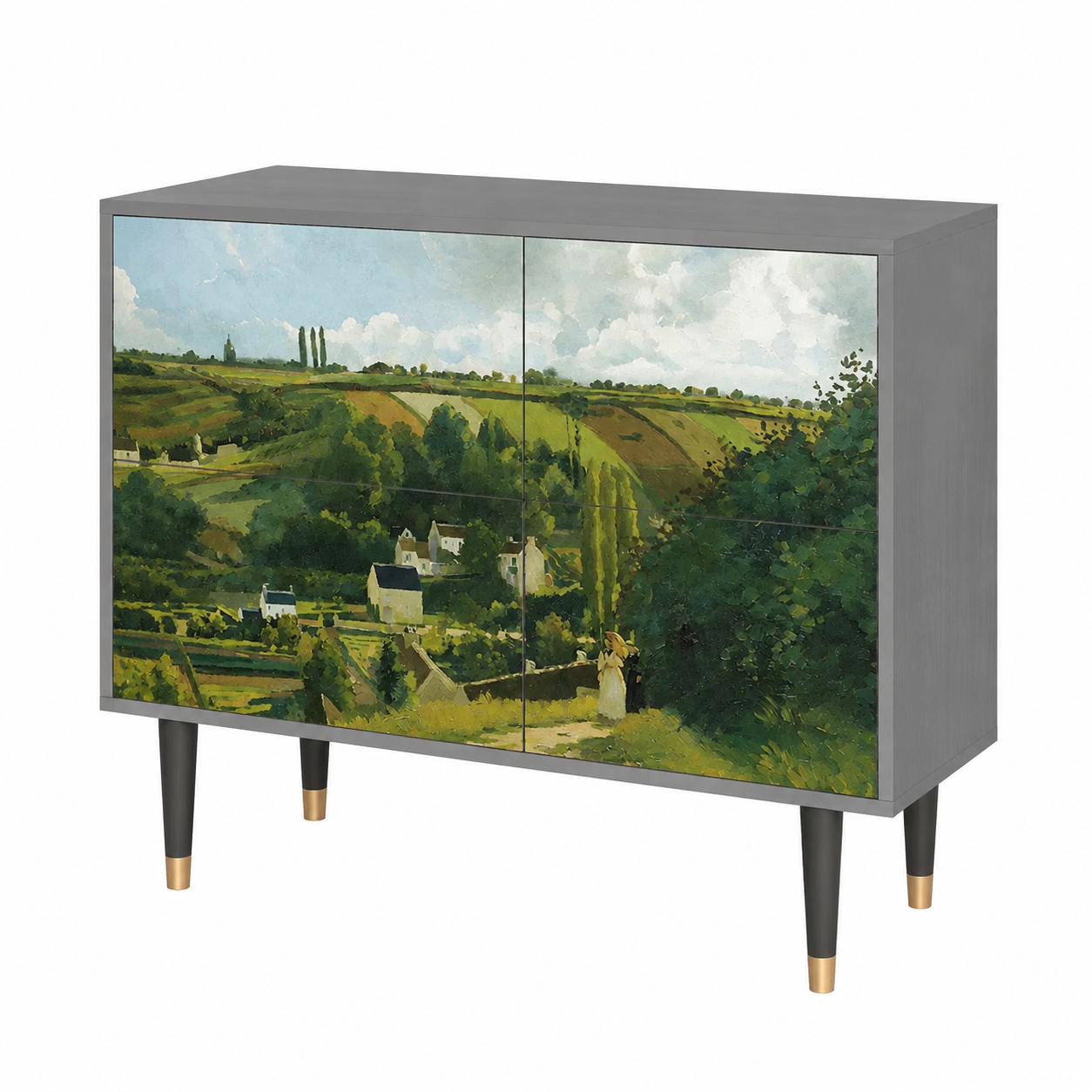 Buffet en bois gris 94x96x48 cm avec rangement