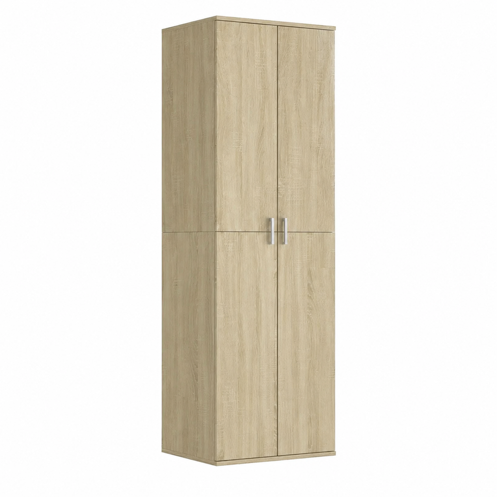 Grand meuble de rangement en bois avec finitions chêne