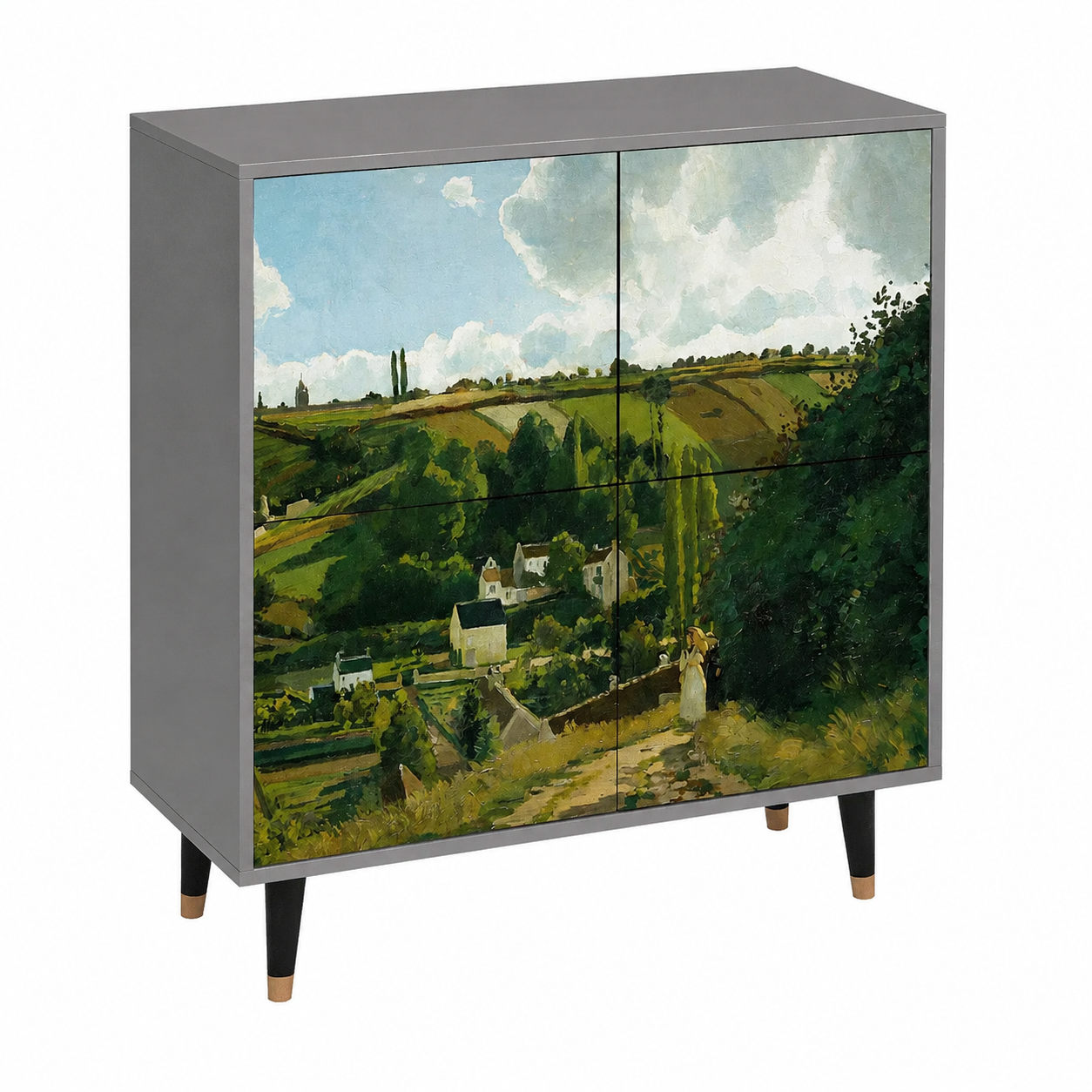 Buffet en bois gris 94x96x48 cm avec rangement