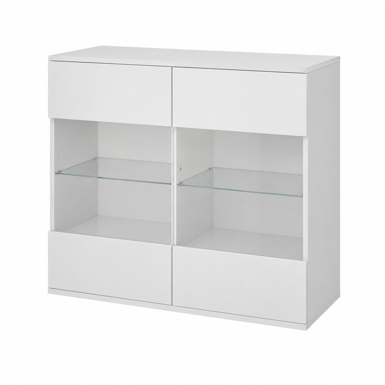 Armoire de cuisine moderne avec portes vitrées blanches
