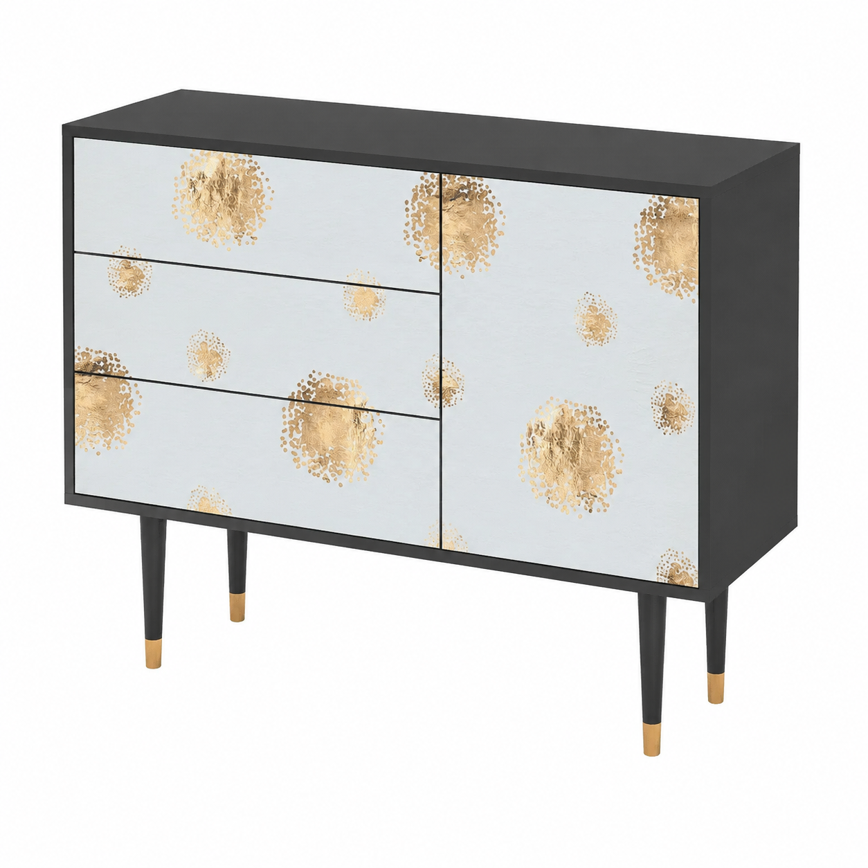 Buffet en Bois avec Portes et Tiroirs - Noir