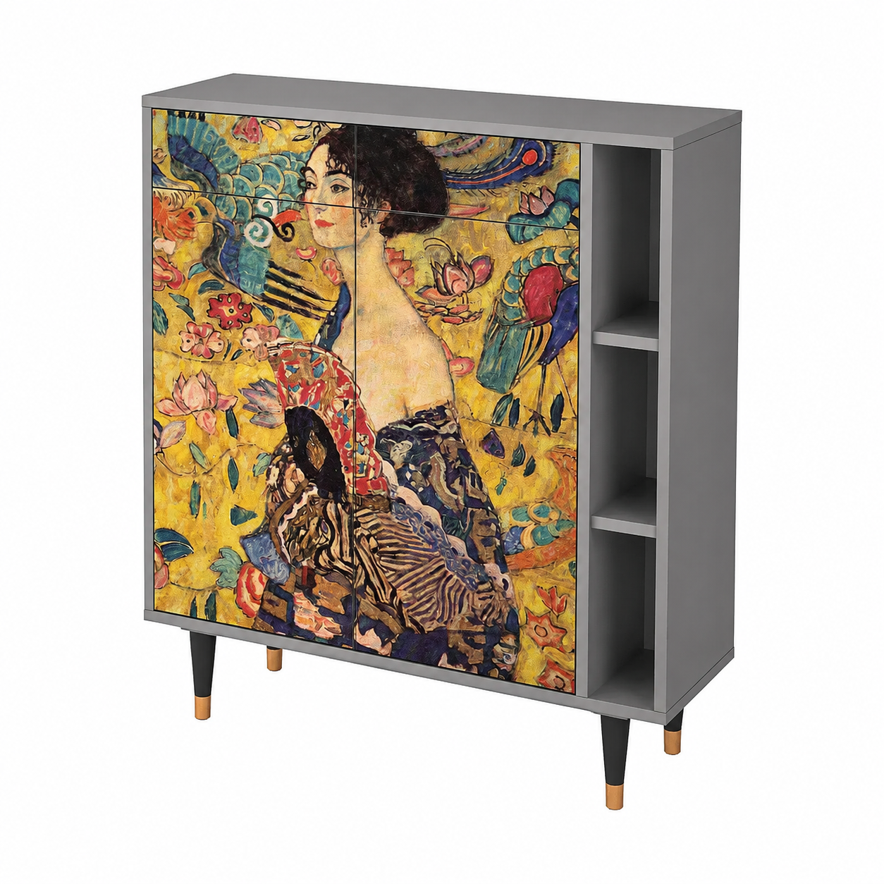Buffet en bois moderne avec motif artistique