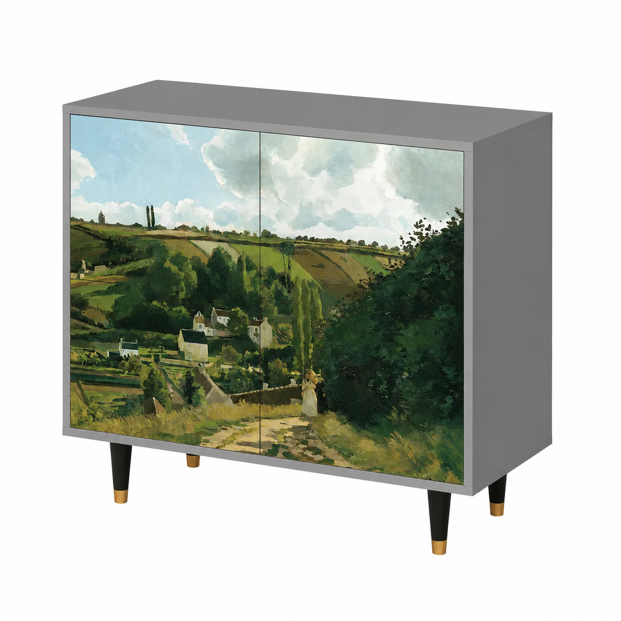 Buffet en bois gris 94x96x48 cm avec rangement