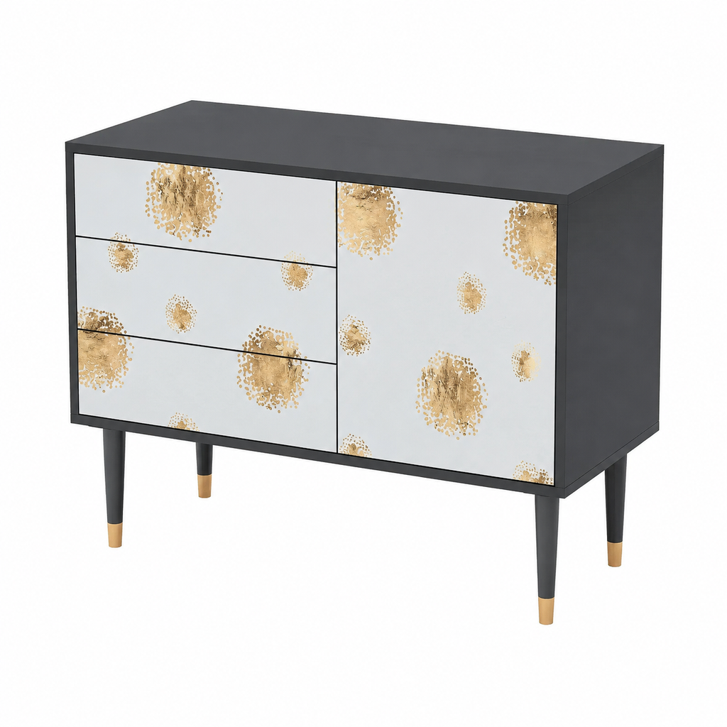 Buffet en Bois avec Portes et Tiroirs - Noir