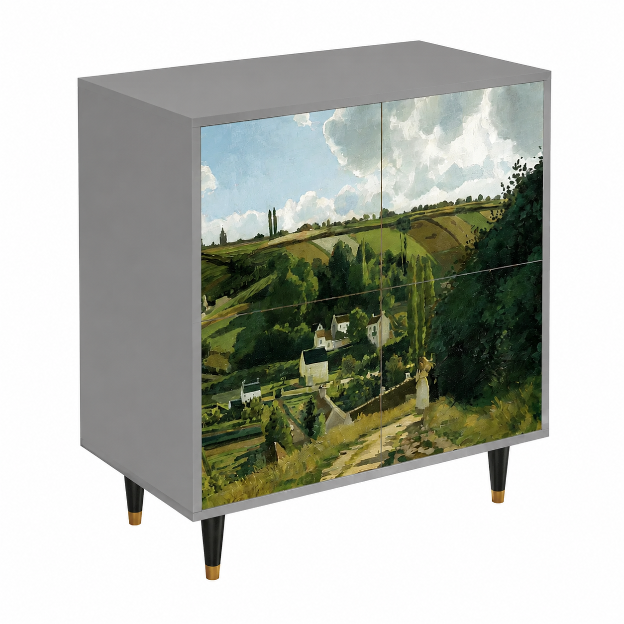 Buffet en bois gris 94x96x48 cm avec rangement