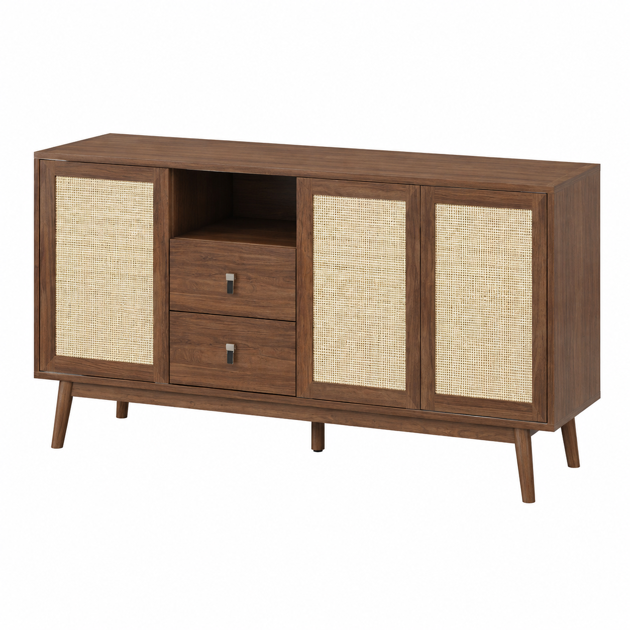 Buffet en rotin avec portes coulissantes et tiroirs