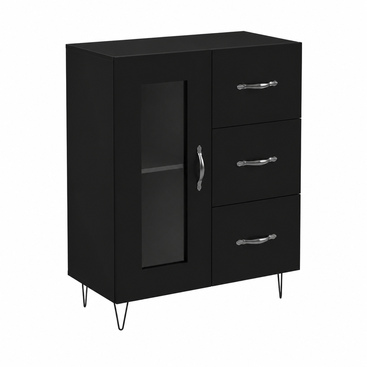 Buffet Noir en Bois d'Ingénierie 69,5x34x90 cm