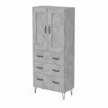 Buffet haut en bois d'ingénierie gris béton 69,5x34x180 cm