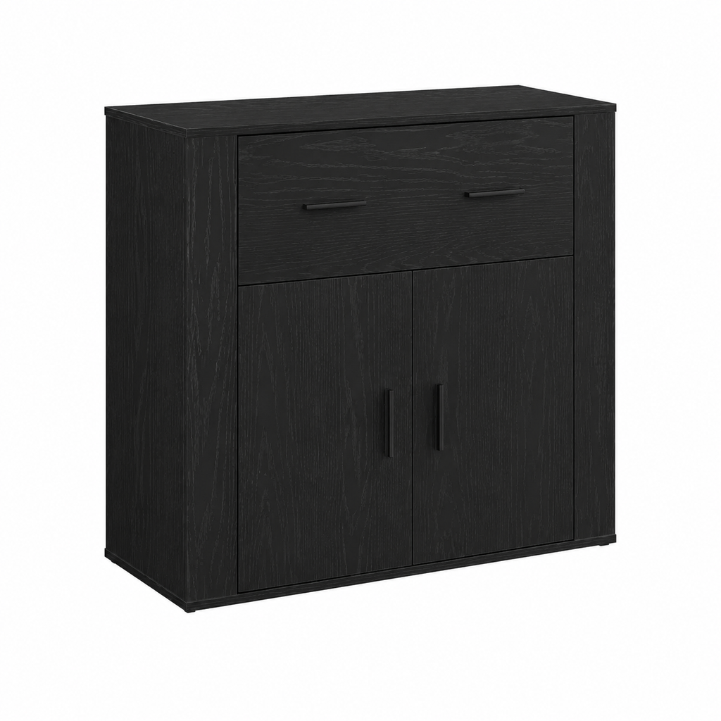 Buffet en Bois d'Ingénierie Noir 80x33x70 cm