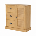 Buffet en bois massif naturel avec tiroirs et porte, design élégant