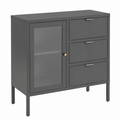 Buffet avec tiroirs en acier et verre trempé 75x35x70 cm anthracite