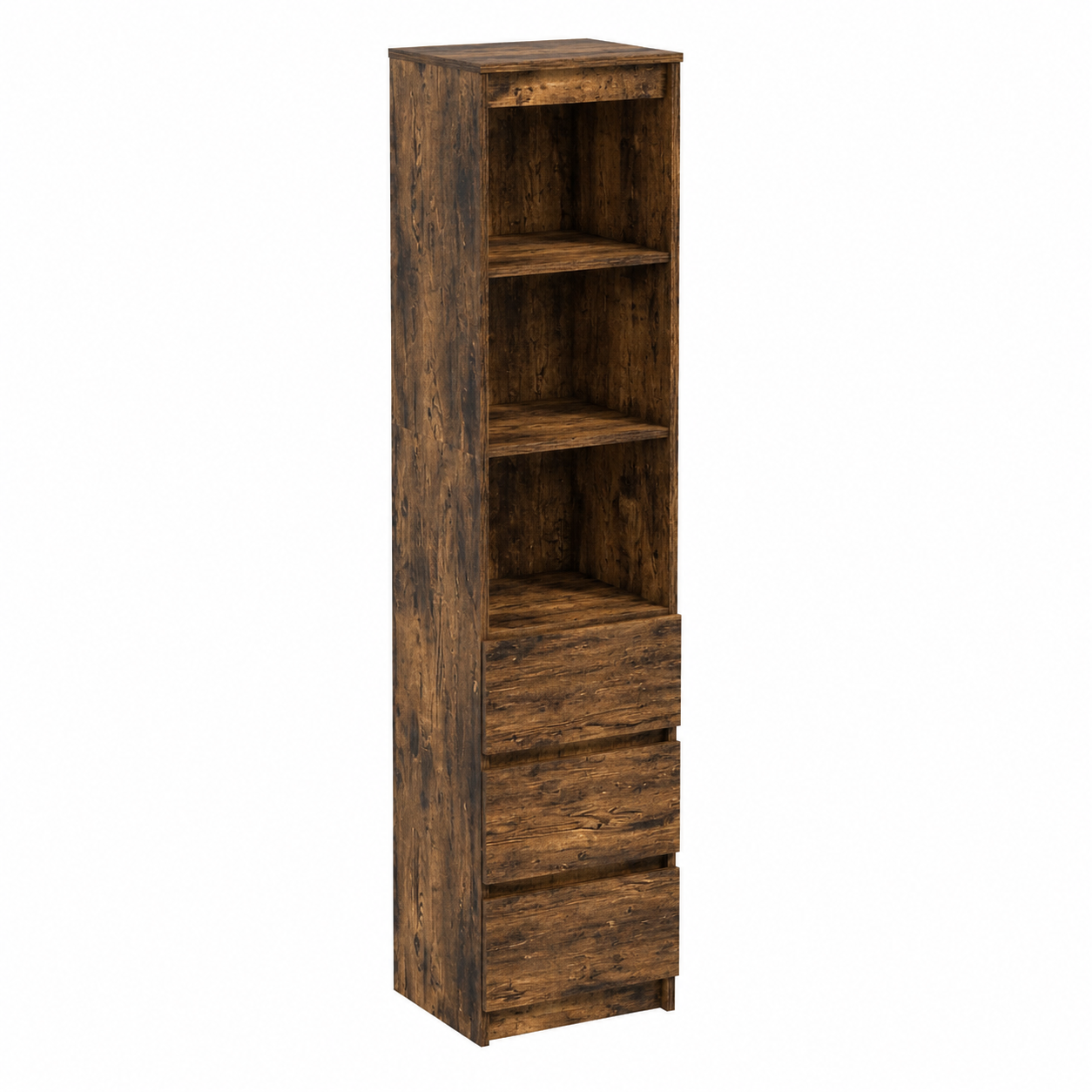 Buffet haut avec tiroirs en chêne fumé 37,5x35x180 cm