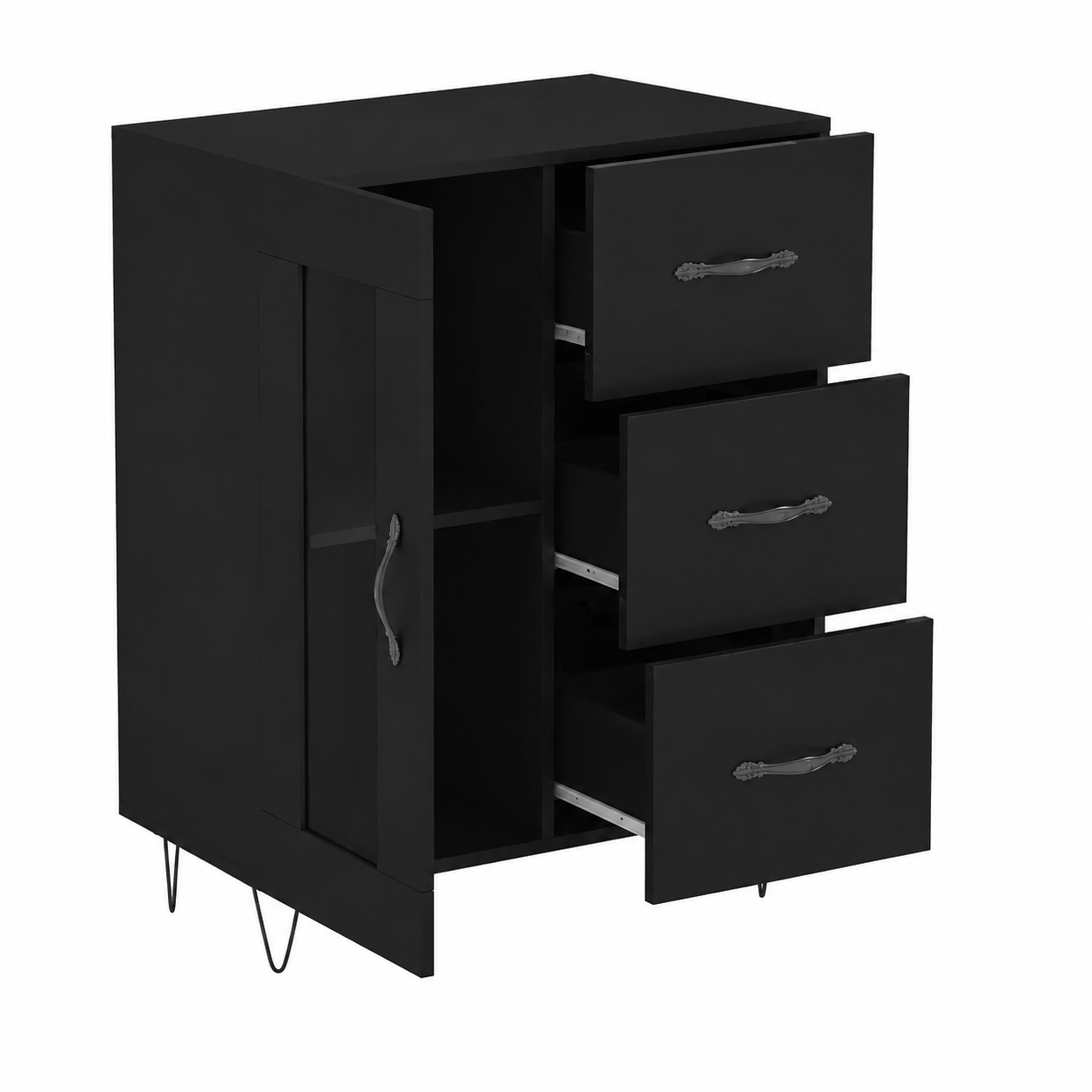Buffet Noir en Bois d'Ingénierie 69,5x34x90 cm