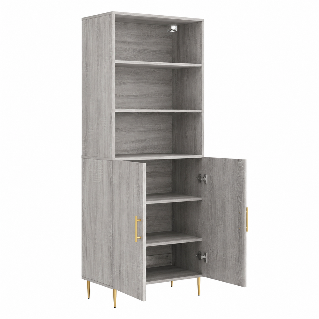 Armoire haute en bois gris 69,5x34x180 cm
