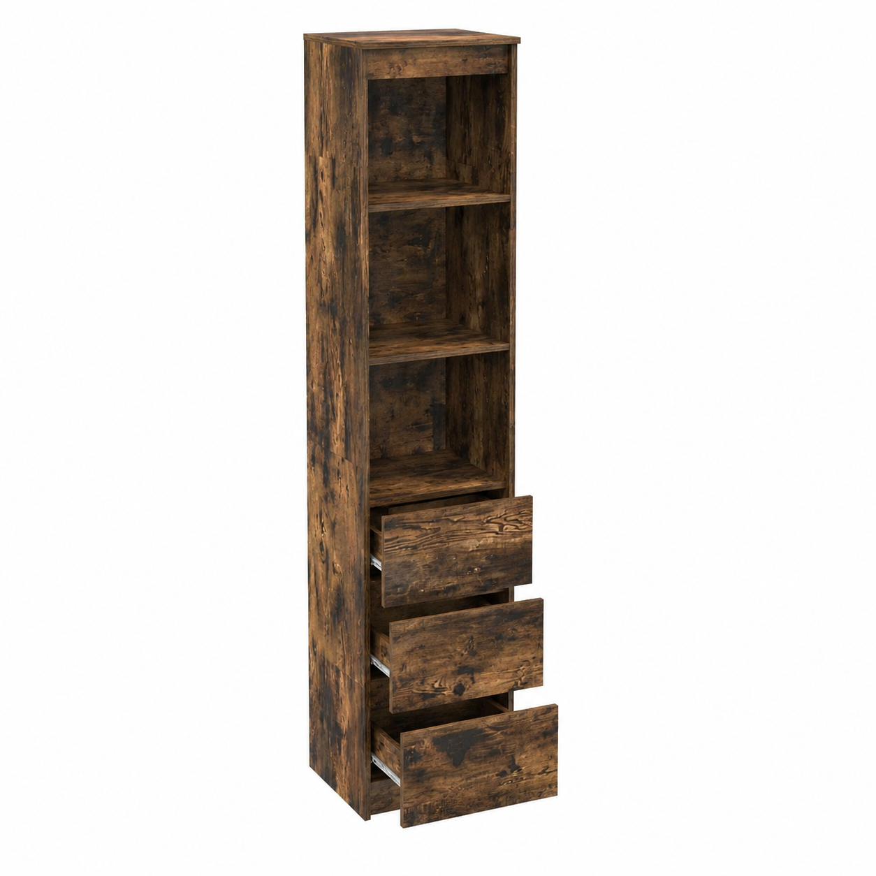 Buffet haut avec tiroirs en chêne fumé 37,5x35x180 cm