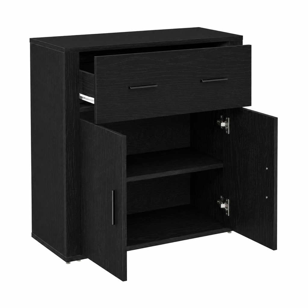 Buffet en Bois d'Ingénierie Noir 80x33x70 cm